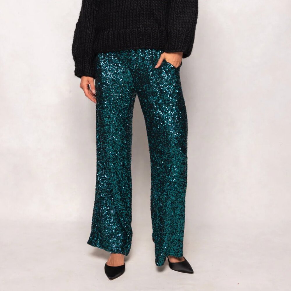 NWT Ivy City Emerald Sequin pants (Size M)
